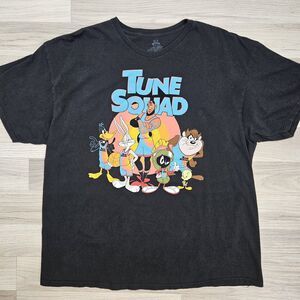 SPACE JAM Mens Black Graphic Tune Squad New Legacy Looney Toons Tshirt Size 2XL